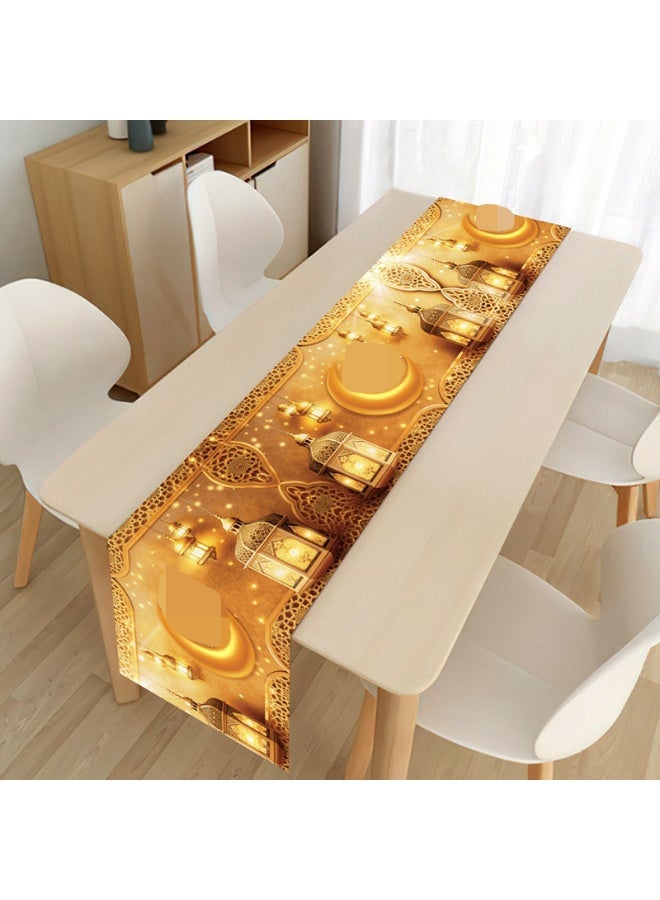 Eid al-Fitr Table Runners, Crescent Lantern Printed Tablecloths, Festive Decorative Placemats 180 * 35cm - Image 2